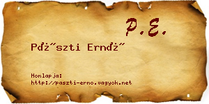Pászti Ernő névjegykártya